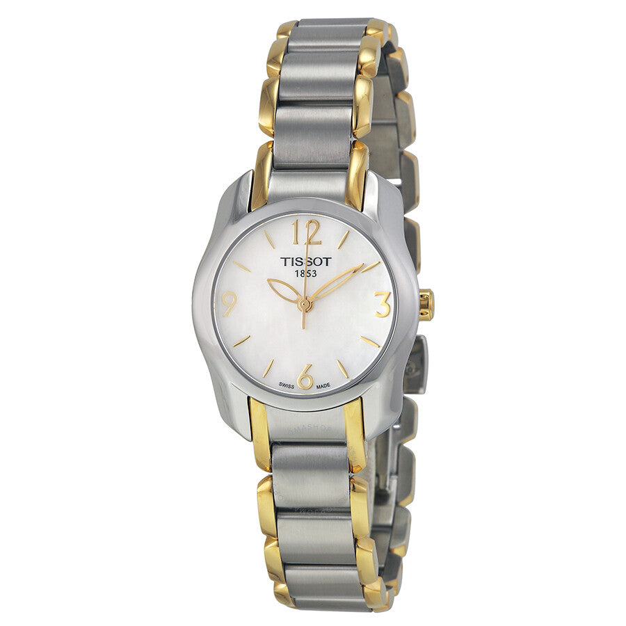 Tissot T-Wave ladies watch with mother of pearl dial, steel and gold two-tone bracelet