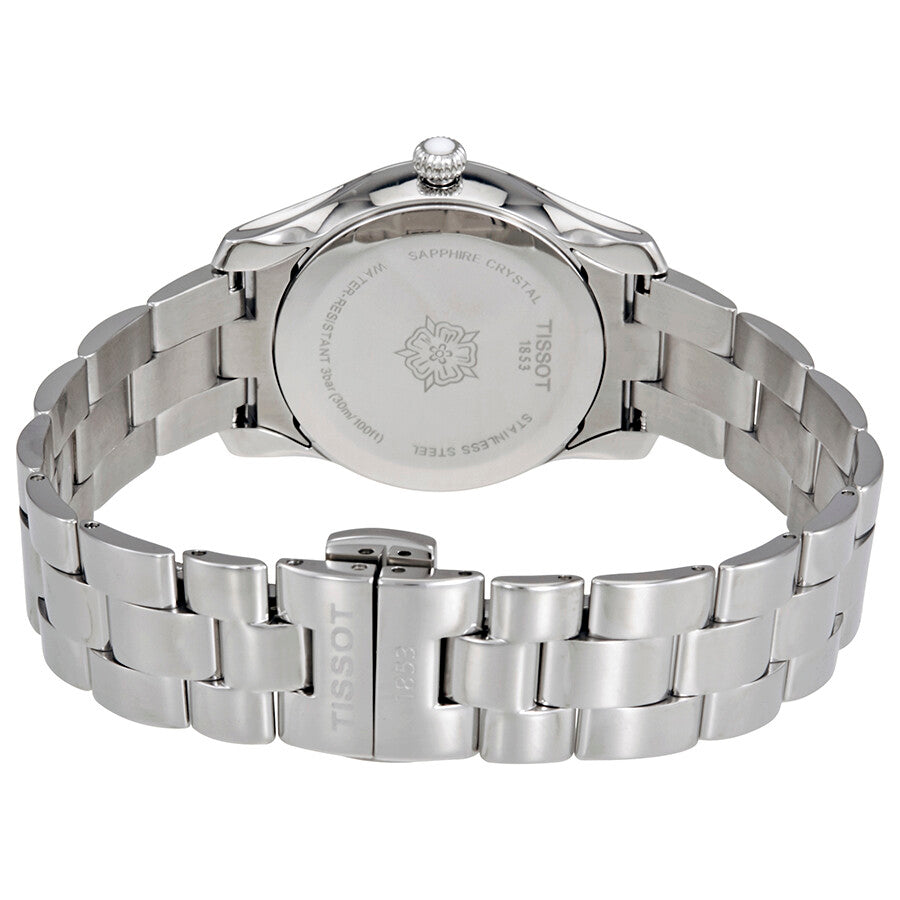 Tissot T-Wave caseback showing stainless steel with sapphire crystal