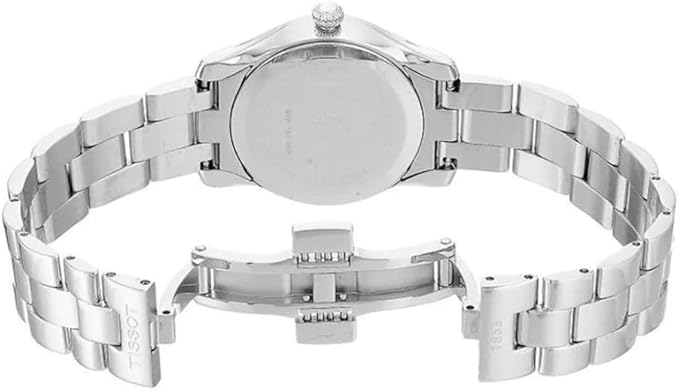 Tissot T-Wave case back and steel bracelet view of ladies watch