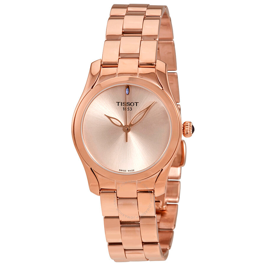 Tissot T-Wave cream dial ladies watch with rose gold case and bracelet