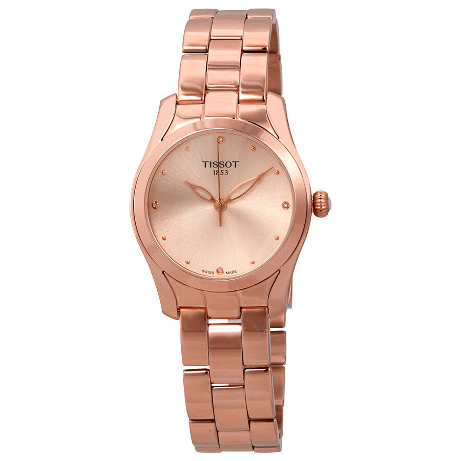 Tissot T-Wave rose gold ladies watch with diamond dial and matching rose gold bracelet