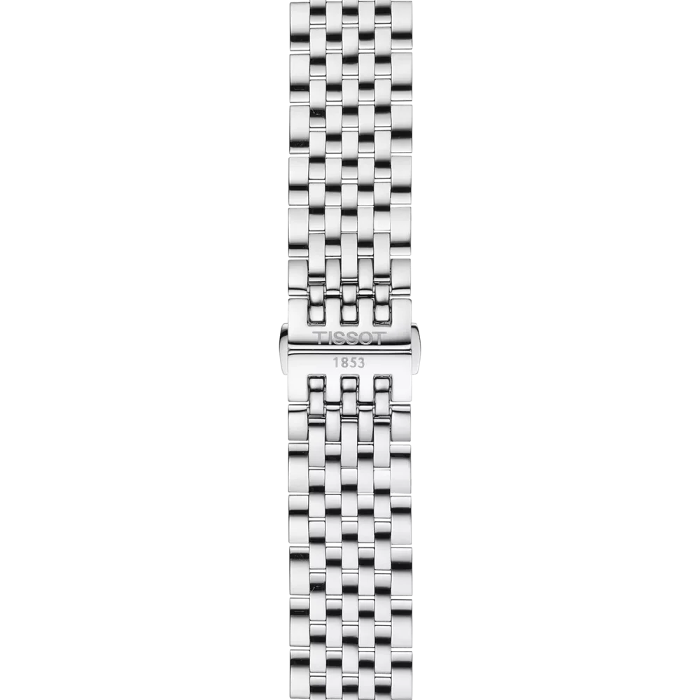 Tissot Tradition stainless steel five-link bracelet detail