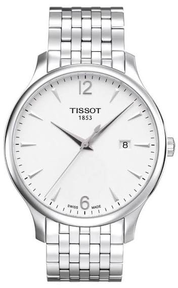 Tissot Tradition white dial stainless steel men's watch with linked bracelet