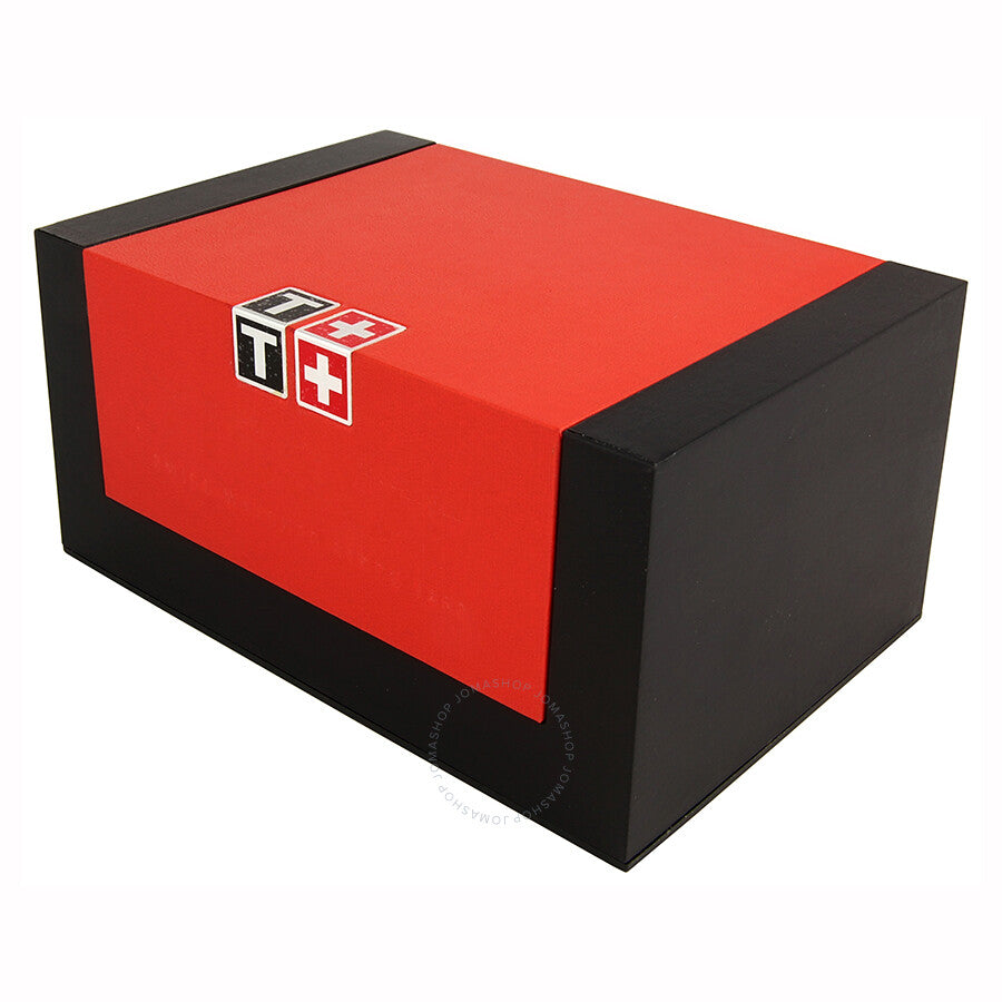 Tissot watch packaging with red and black box featuring Tissot logo