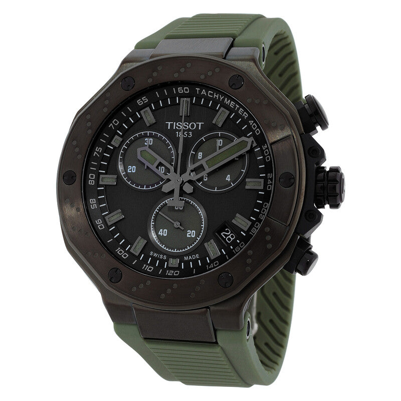 TISSOT T-Race Quartz Chronograph 45MM Green Silicone Men's Watch T141.417.37.061.02 T141.417.37.061.02 - Image 1
