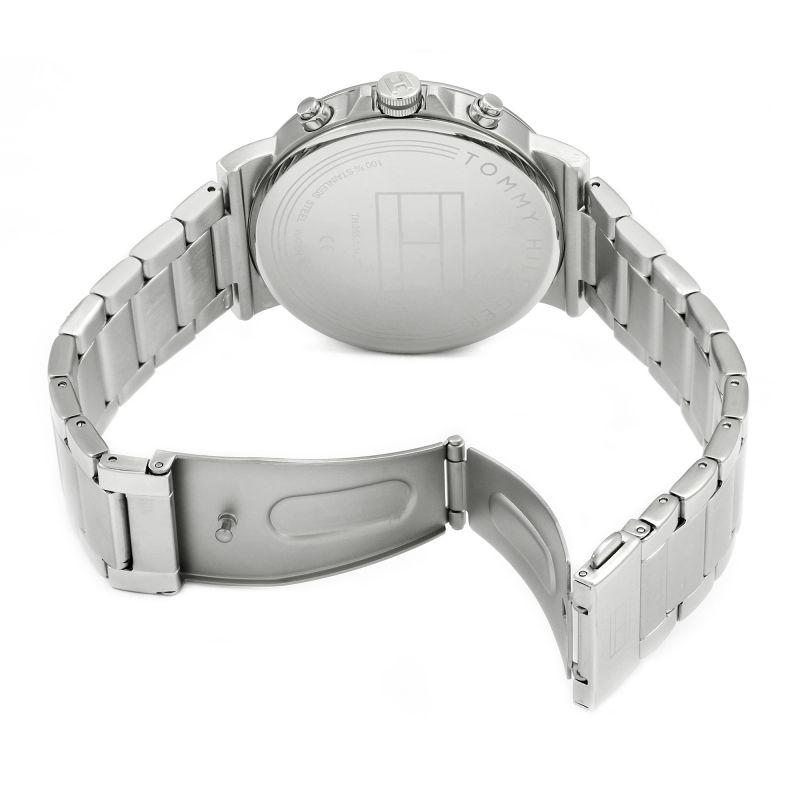 Tommy Hilfiger men's watch showing stainless steel chronograph bracelet detail