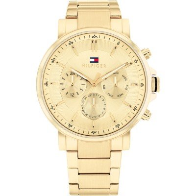 Tommy Hilfiger gold men's chronograph watch with cream dial and multi-subdials