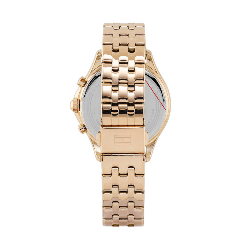 Tommy Hilfiger Whitney rose gold stainless steel three-link bracelet with deployment clasp