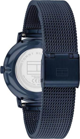 Tommy Hilfiger watch caseback with stainless steel mesh strap