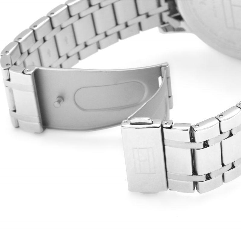Tommy Hilfiger stainless steel bracelet and deployment clasp close-up