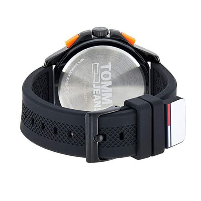Tommy Hilfiger 1791763 watch from above showing dial, strap, and case details
