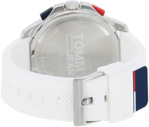 Tommy Hilfiger watch caseback showing engraved branding on stainless steel