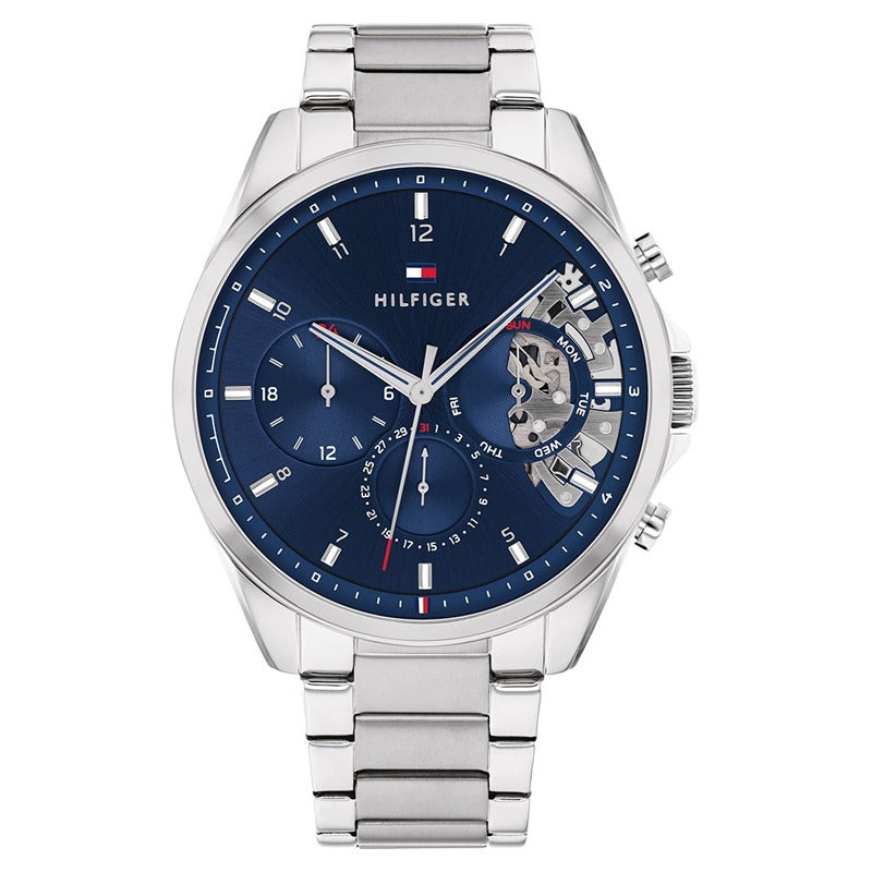Tommy Hilfiger Baker navy multifunction watch with open heart dial design