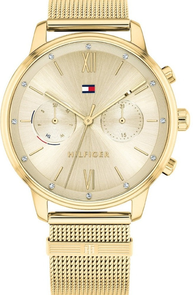 Tommy Hilfiger Blake gold quartz watch with champagne dial and gold mesh bracelet