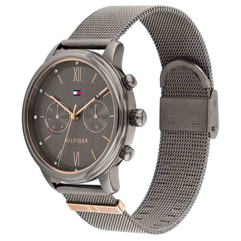 Tommy Hilfiger Blake watch worn on wrist showing mesh strap and chronograph dial