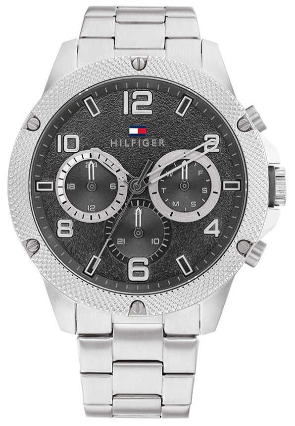 Tommy Hilfiger Blaze men's chronograph watch with black dial and stainless steel bracelet