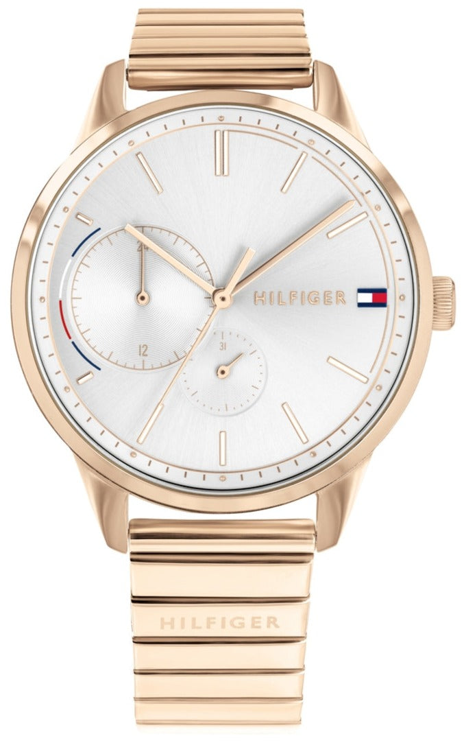 Tommy Hilfiger Brooke white dial watch with rose gold stainless steel case and bracelet