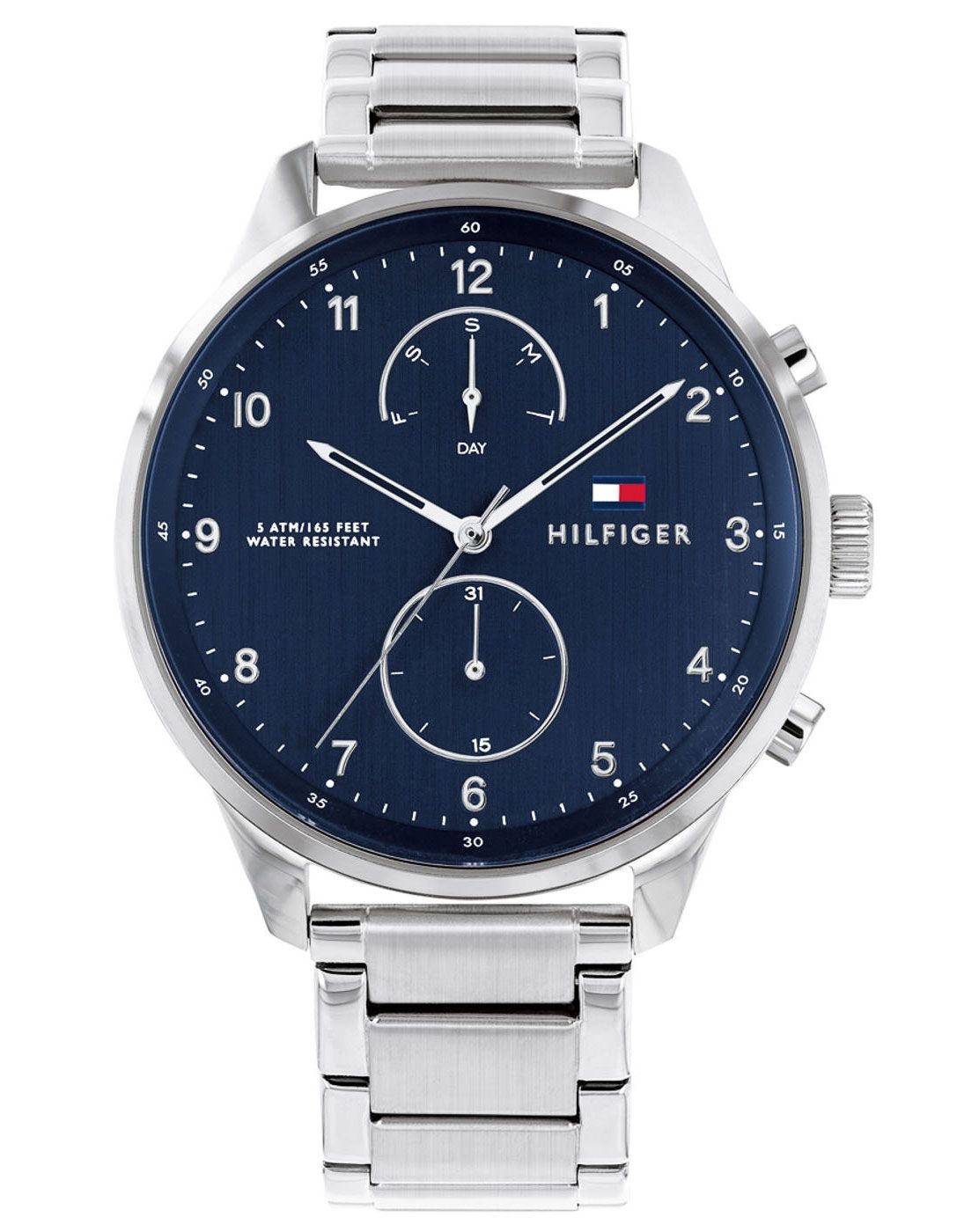 Tommy Hilfiger Classic multi-function chronograph watch with navy dial and stainless steel bracelet