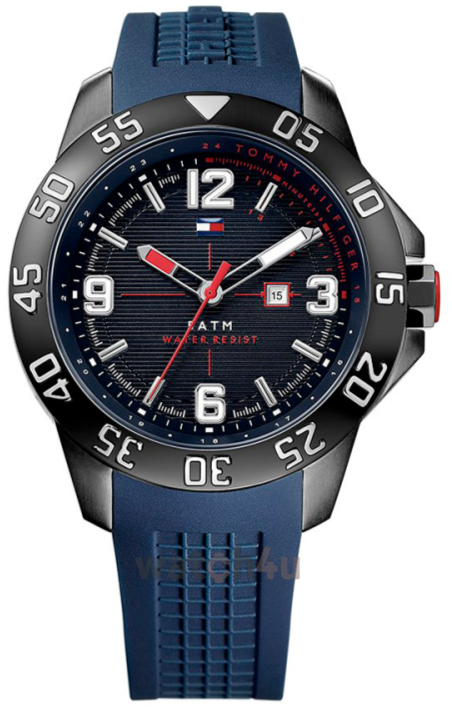 Tommy Hilfiger Cole men's watch with blue rubber strap and black case