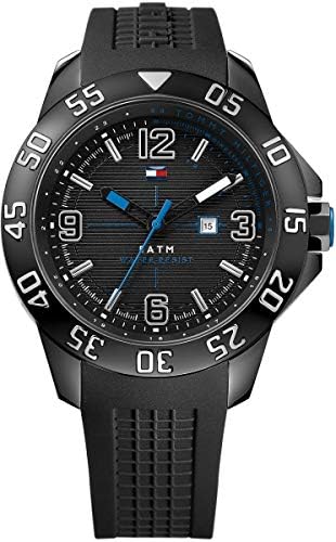Tommy Hilfiger Cole black IP men's watch with dark dial and blue hands