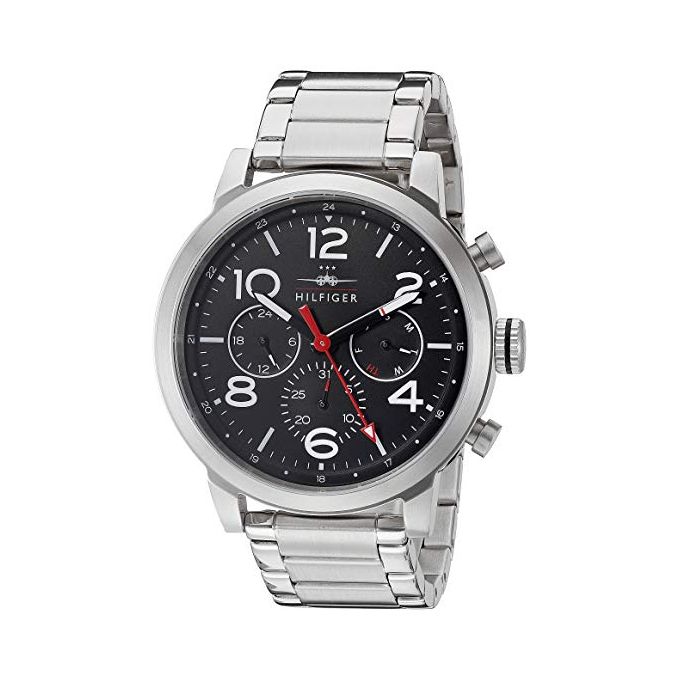 Tommy Hilfiger Jake chronograph men's watch with black dial and silver stainless steel bracelet