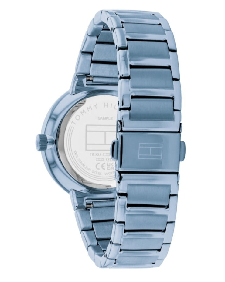 Tommy Hilfiger Joy women's watch caseback view showing steel bracelet and case back