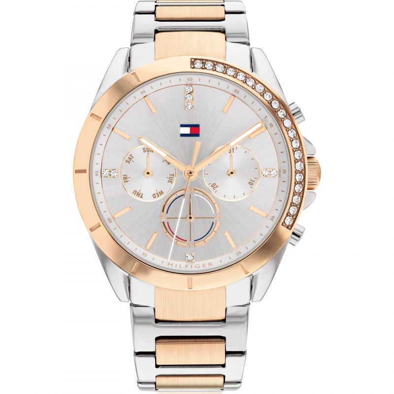 Tommy Hilfiger Kennedy two-tone women's watch with silver dial and crystal bezel