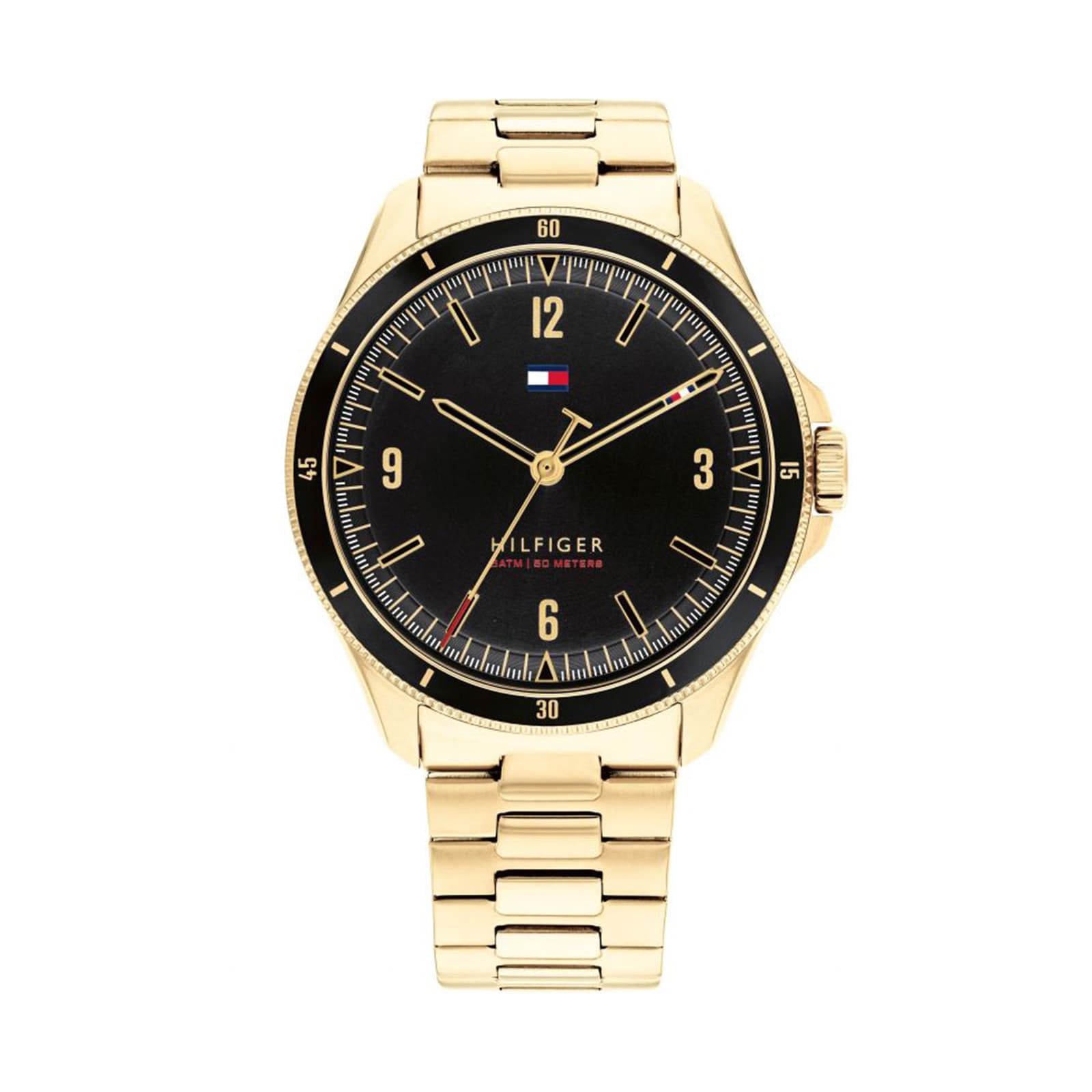Tommy Hilfiger Maverick men's watch with black dial and gold-tone case
