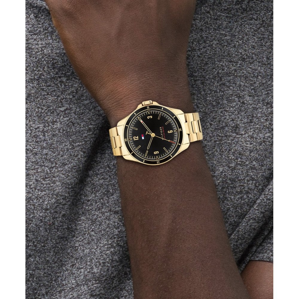 Tommy Hilfiger Maverick Black Dial Gold Men's Watch - 1791903