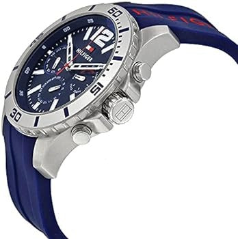 Tommy Hilfiger Nolan chronograph watch with stainless steel case and blue strap