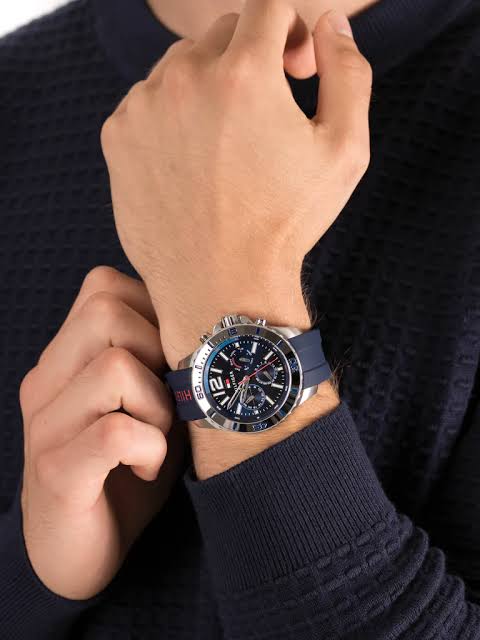 Tommy Hilfiger Nolan chronograph watch worn on wrist