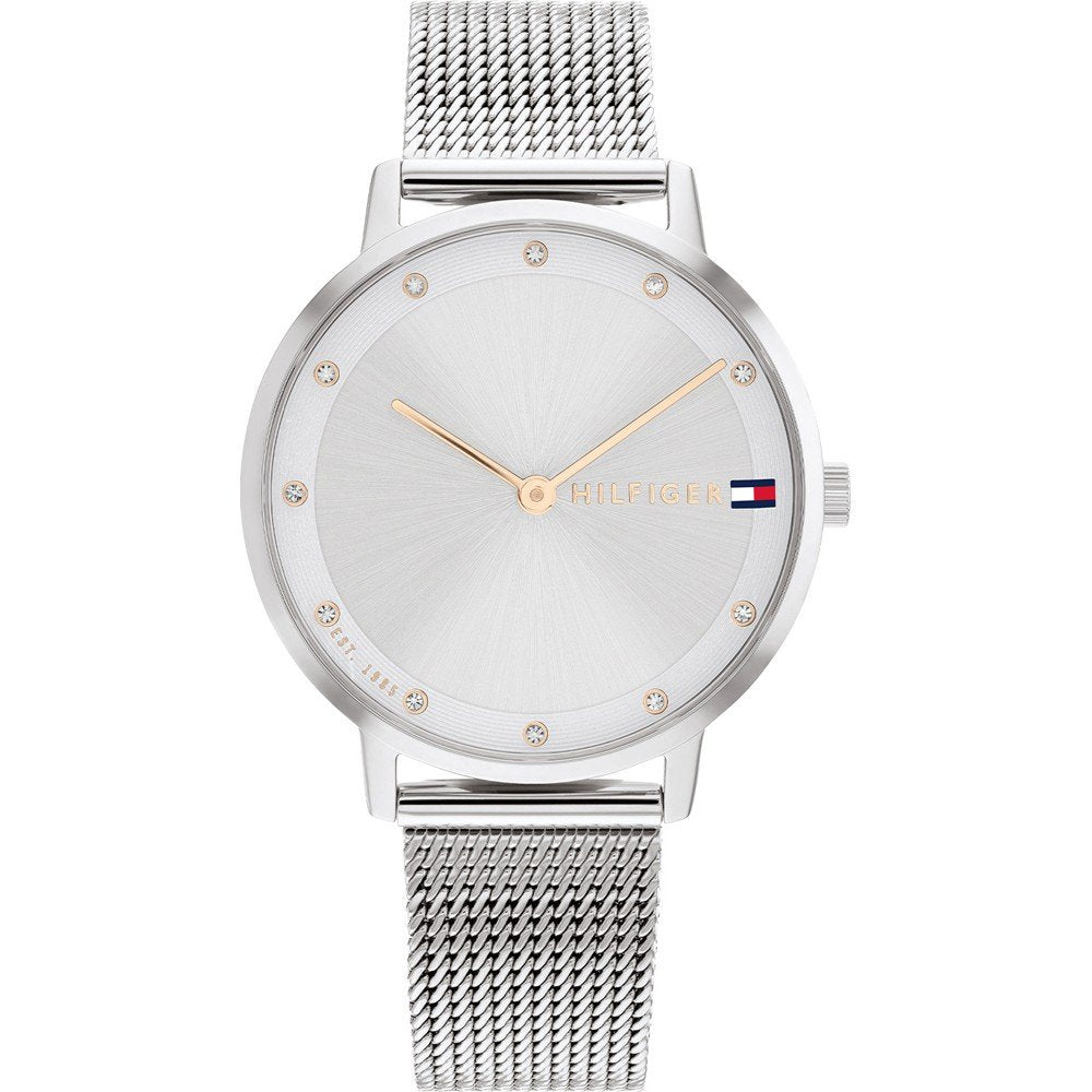 Tommy Hilfiger Pippa 34mm silver dial women's watch with stainless steel mesh bracelet
