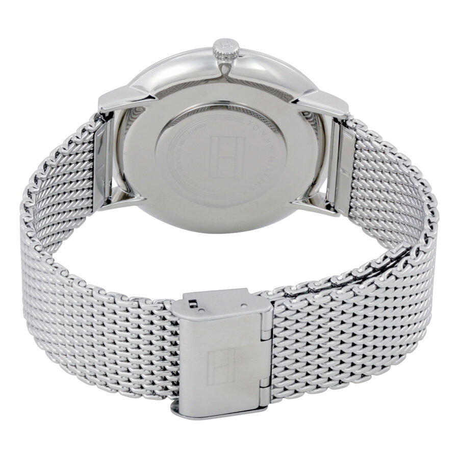 Tommy Hilfiger Ultra Slim watch caseback with stainless steel mesh strap