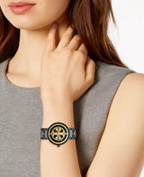 Tory Burch Reva Black Stainless Steel Gold Logo Dial Women's Watch TBW4039 - Image 4