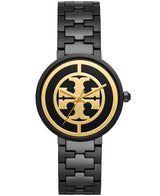 Tory Burch Reva Black Stainless Steel Gold Logo Dial Women's Watch TBW4039 - Image 1