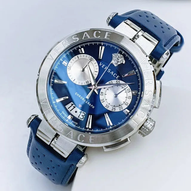 Versace Aion Chronograph Blue Strap Men’s Watch VE1D01220 - Watch