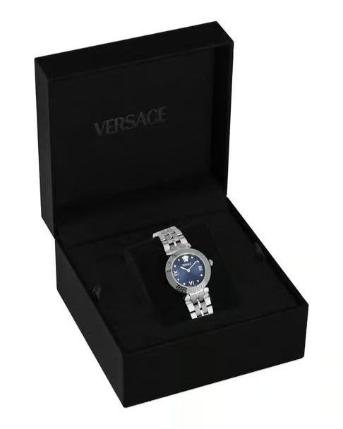 Versace Daphnis watch in black presentation box with Versace branding