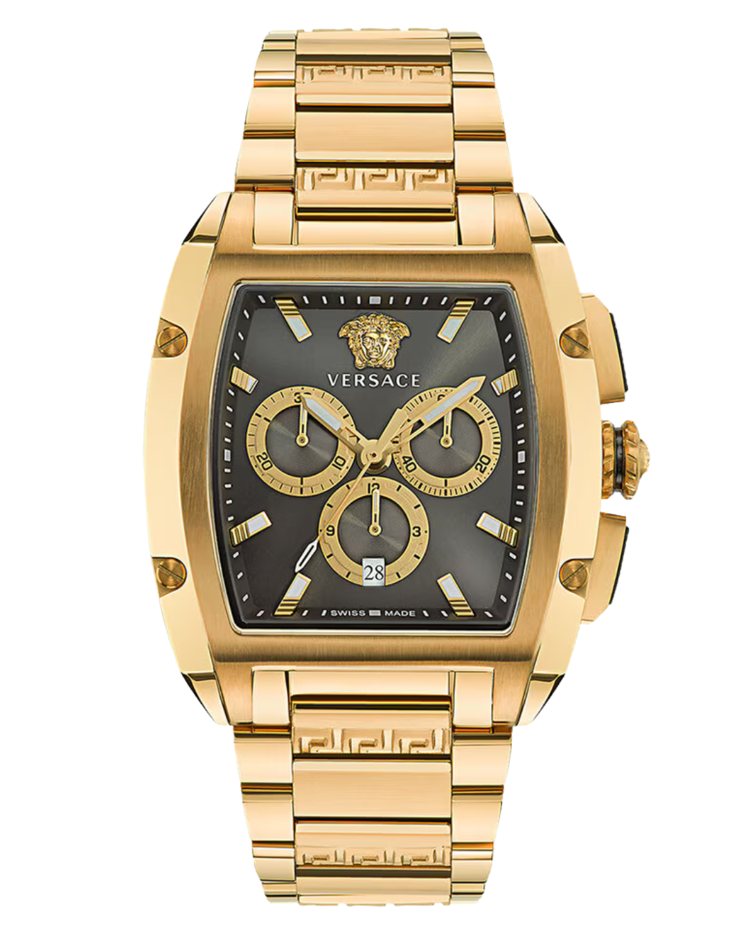Versace Dominus Chronograph Black Dial Gold Steel Strap Watch For Men - VE6H00523 - Unisex Watches