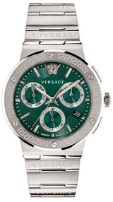 Versace Grace Chronograph Quartz Green Dial Silver Steel Strap Watch For Men - VEZ900121 VEZ900121 - Image 1