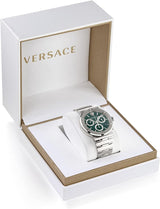 Versace Grace Chronograph Quartz Green Dial Silver Steel Strap Watch For Men - VEZ900121 VEZ900121 - Image 7
