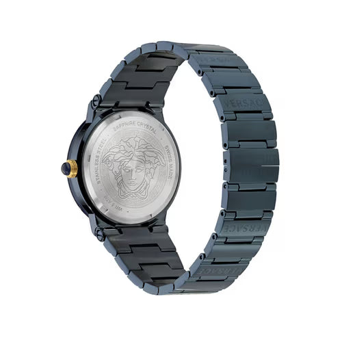 Versace Medusa caseback with stainless steel bracelet side view