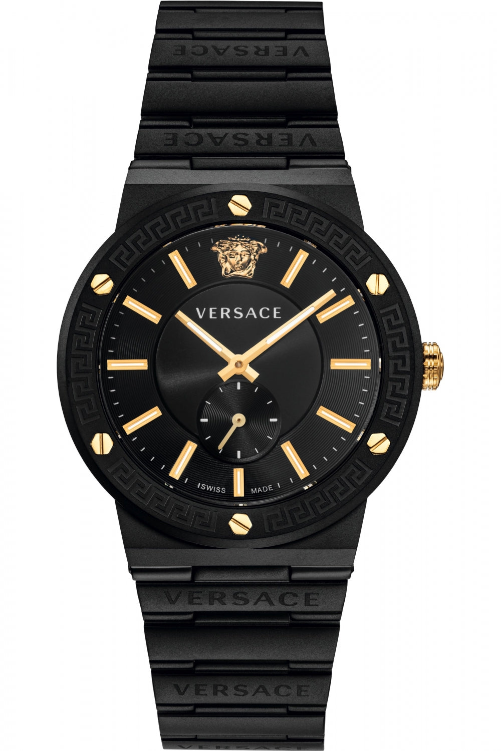 Versace Greca Logo-VI Black Stainless Steel Men's Watch VEVI00620 - The Watches Men & CO