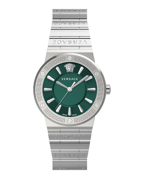 Versace Greca Silver Green Dial Women's Watch VEVH00920 - The Watches Men & CO