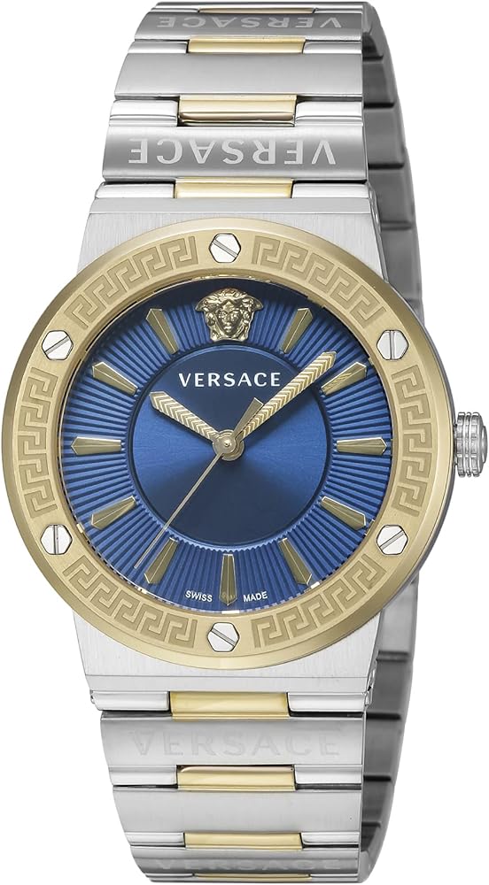 Versace Greca Silver Two-Tone Blue Dial Women's Watch VEVH01120 - The Watches Men & CO