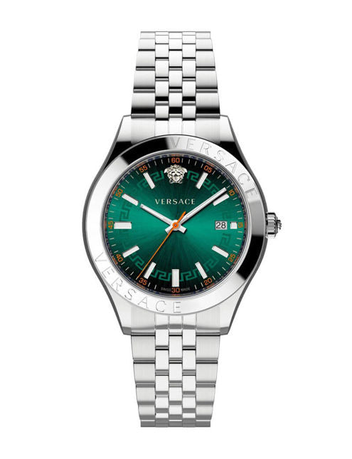 Versace Hellenyium Silver Green Dial Men's Watch VEVK01021 - The Watches Men & CO