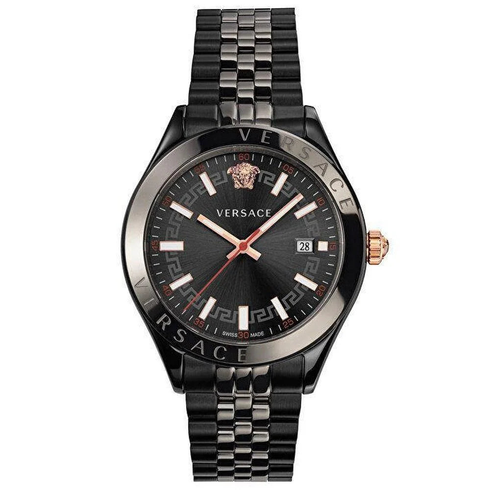 Versace Hellenyium VEVK00320 men's analog watch with black dial and two-tone steel strap