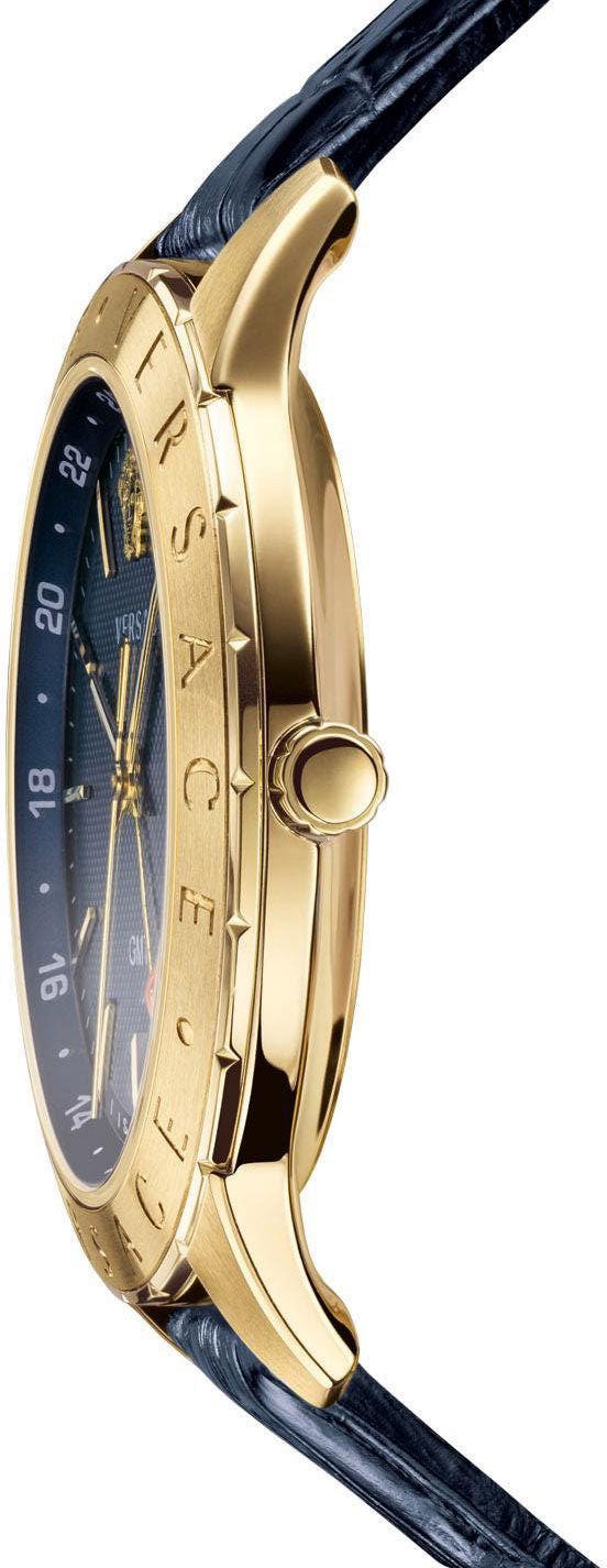 Versace Univers GMT Blue Dial Blue Leather Men’s Watch VEBK00318 - Watch