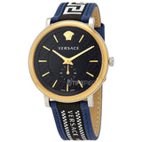Versace V-Circle Black Dial Blue Leather Strap Watch for Men - VEBQ01419 VEBQ01419 - Image 5