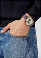 Versace V Circle Silver Dial Two-Tone Leather Strap Swiss Movt Watch - VEBQ01319