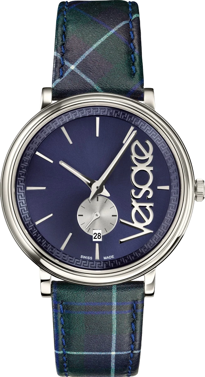 Versace V-Circle The Clans Edition Blue Plaid Men's Watch - VEBQ00118
